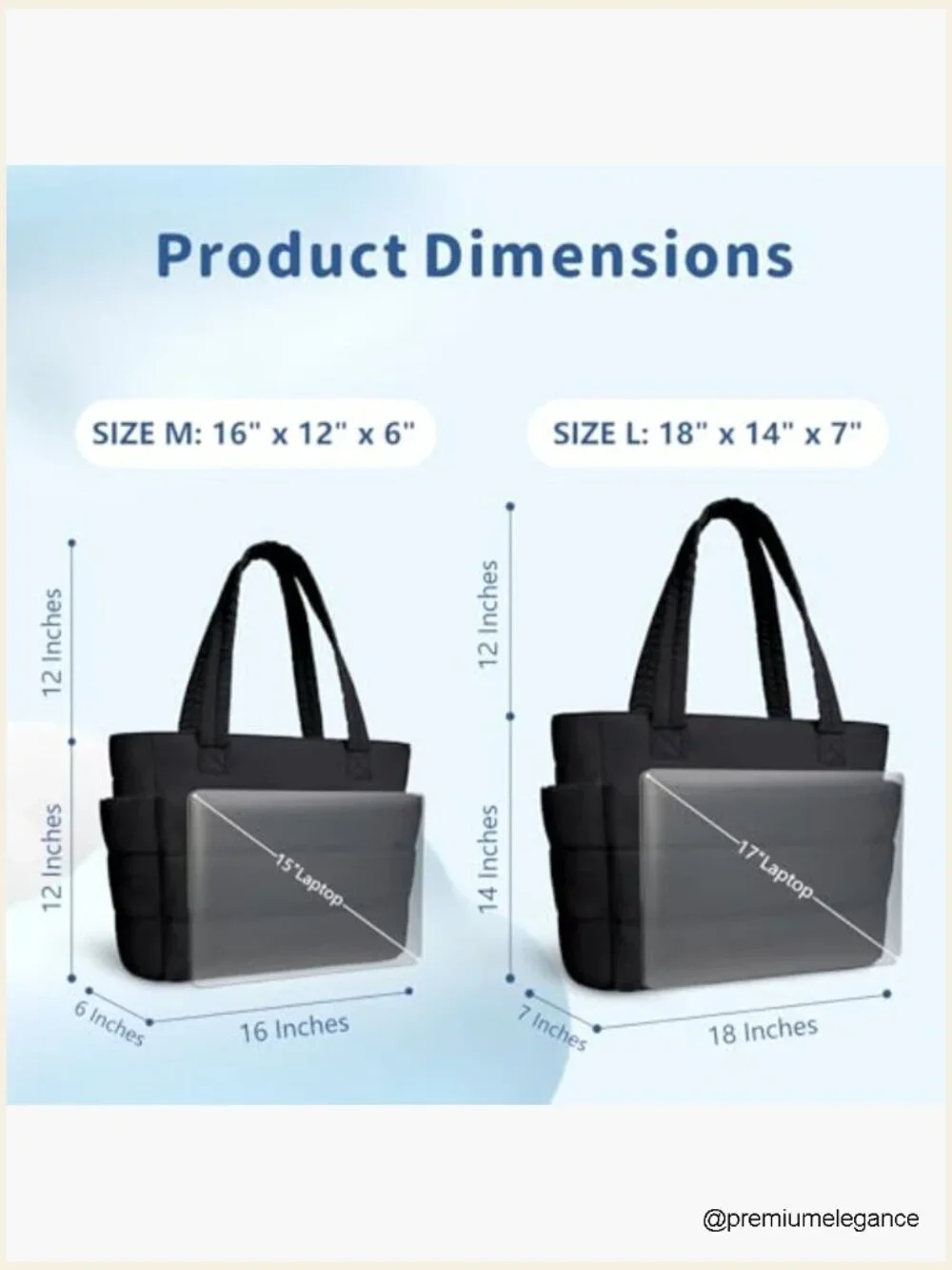 Quilted Puffer Tote Bag with 9 Pockets, Lightweight Shoulder Bag for Work